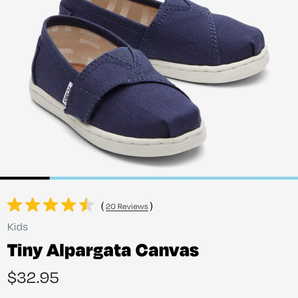 Toms blue canvas slide ons size T3.  Authentic